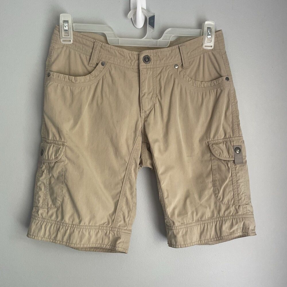 Kuhl Cargo Shorts Women's Size 6 Beige Hiking Trail Walking Outdoors Inseam 11"